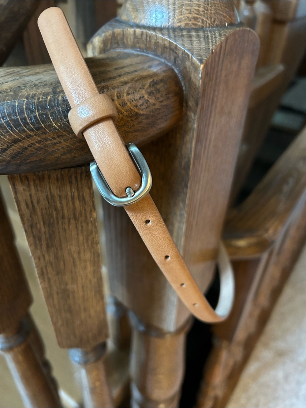 Wilfred Tan Leather skinny Belt with Silver Buckle XS